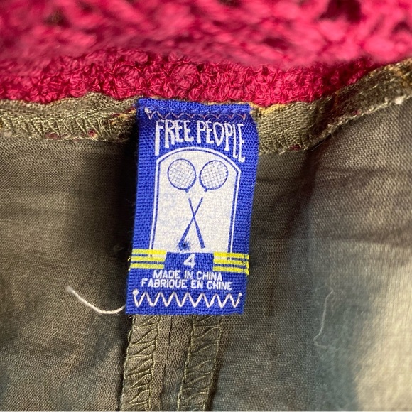 Retro Free People Crochet Floral Hippie Tank Mini Linen Dress - Picture 2 of 6